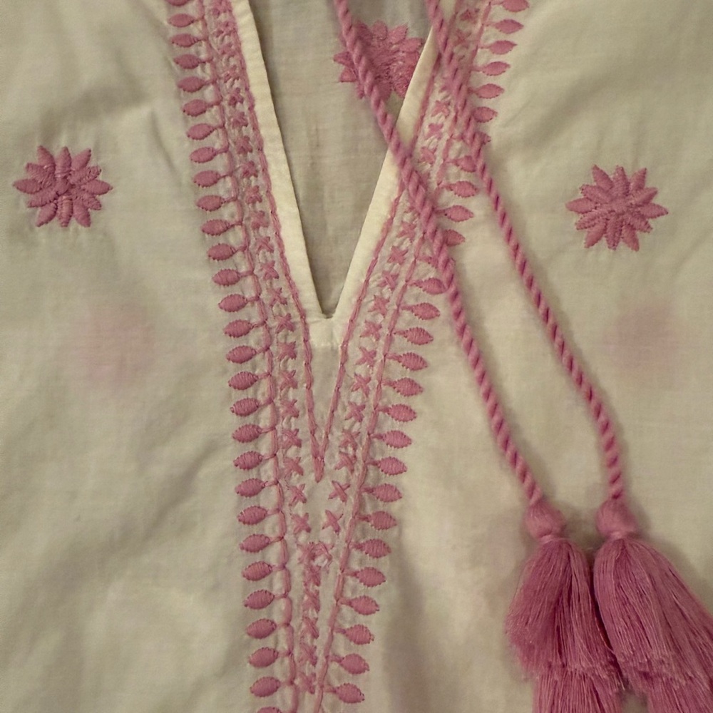 Embroidered Pink and Cream Tunic